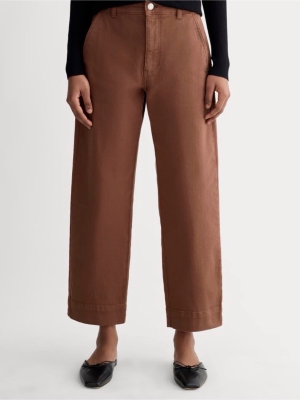 Everlane The Straight Leg Crop Pants Cocoa Brown High Rise Twill 12 Regular